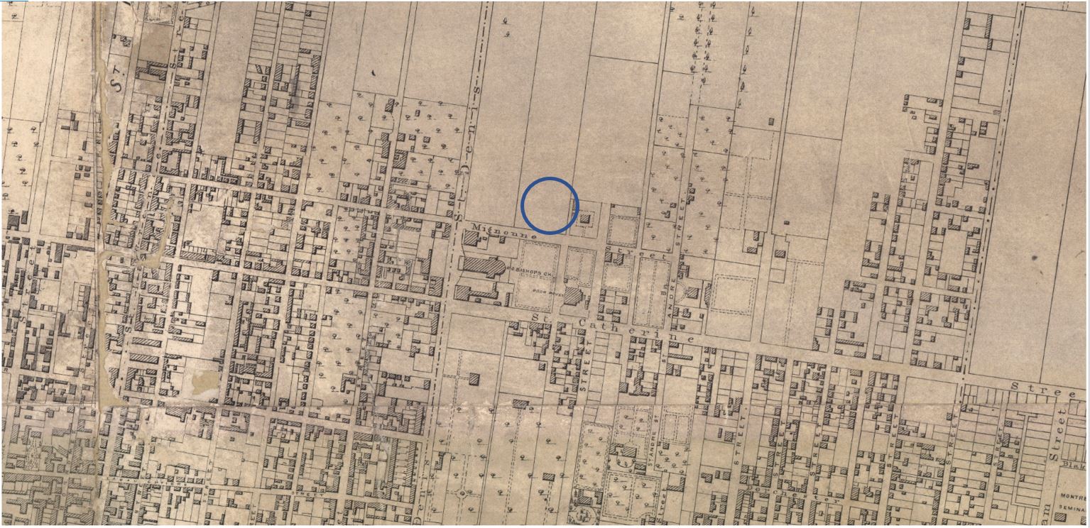 Secteur de la Grande Bibliothèque sur un plan de 1846