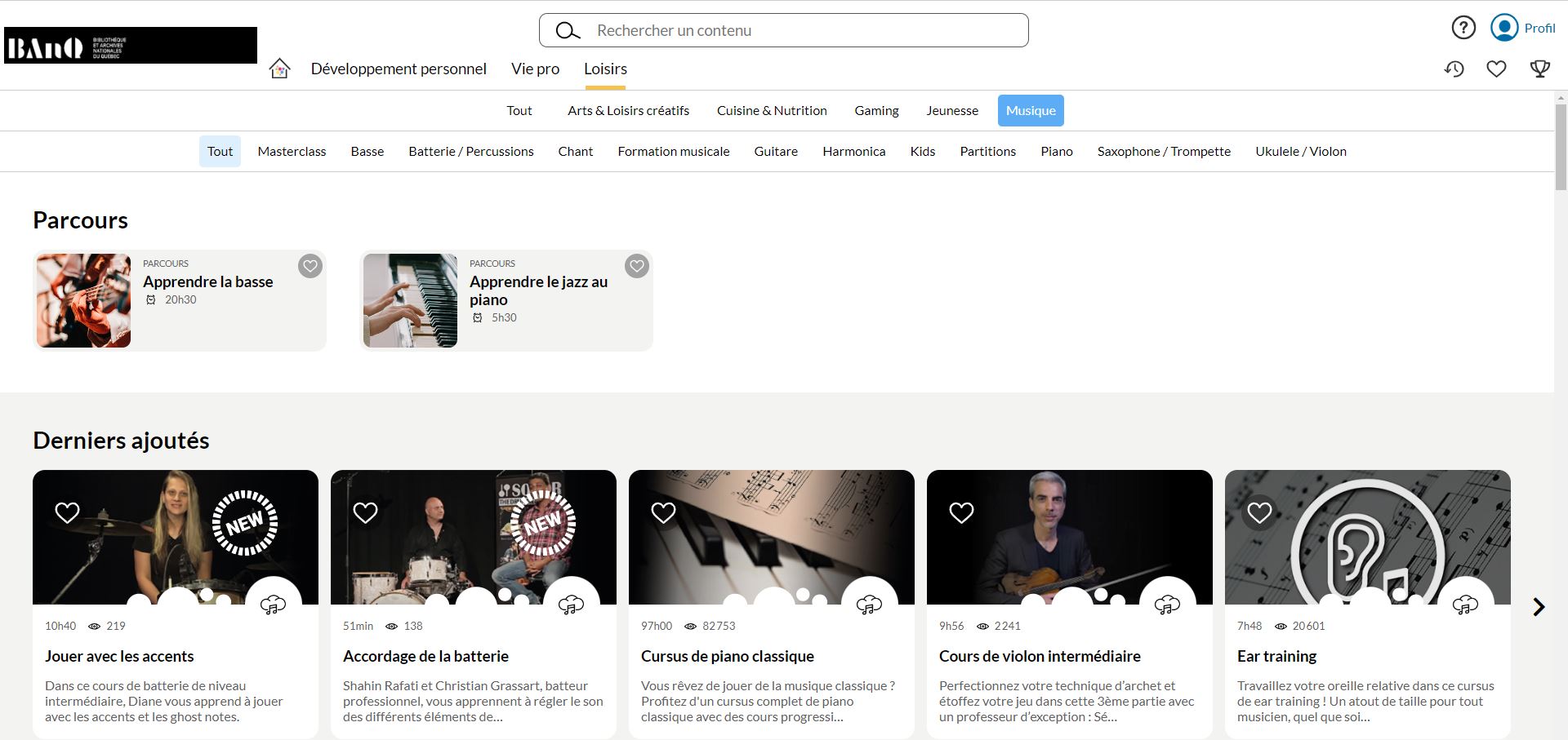 Page de la plateforme ToutApprendre.com