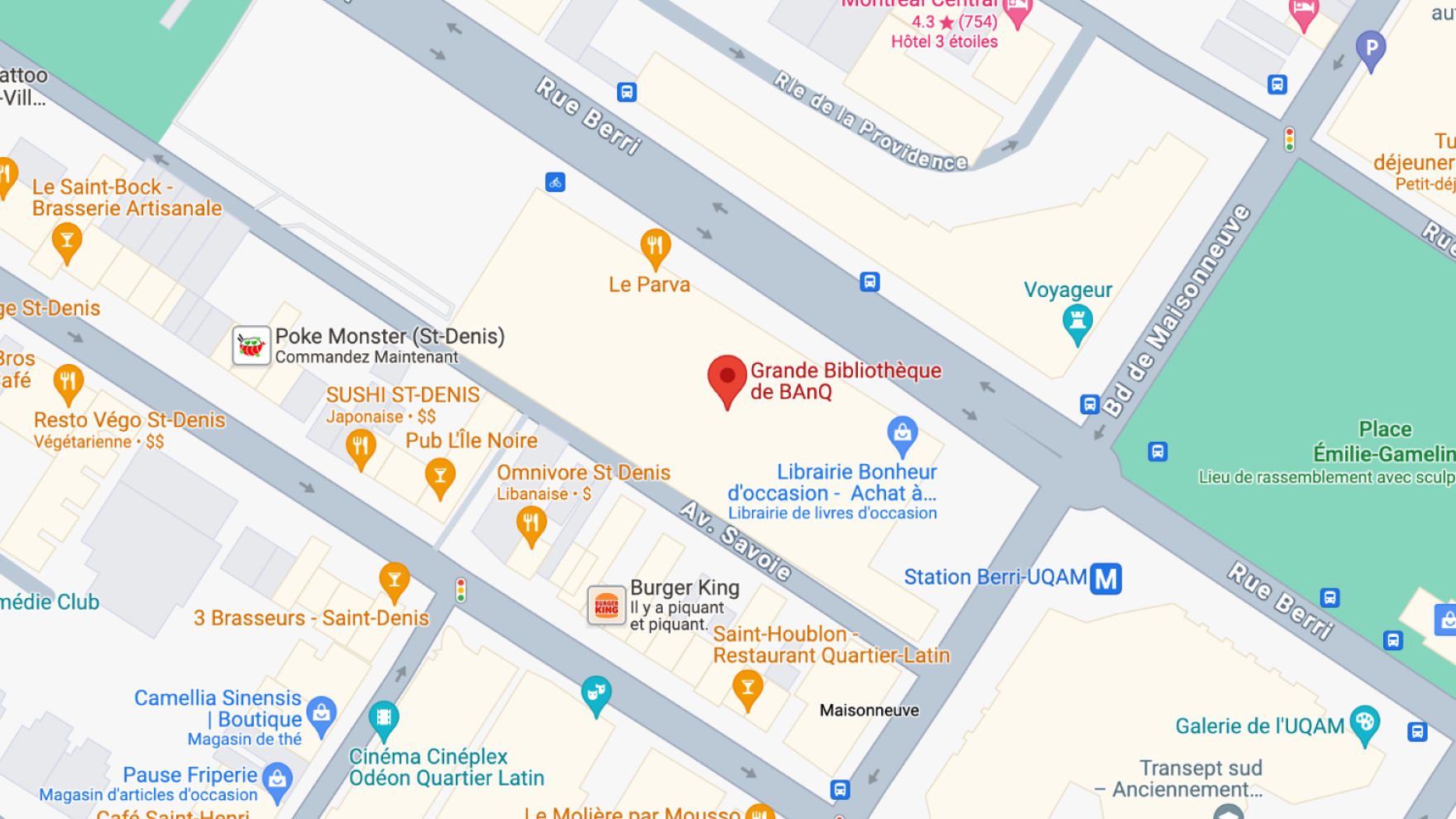Carte Google - Grande Bibliothèque