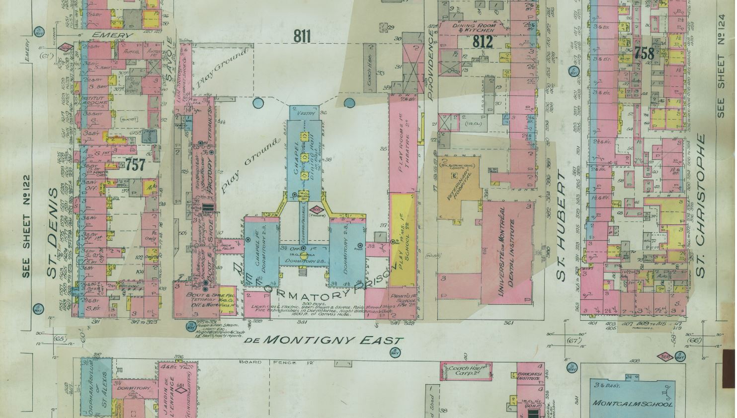 École de réforme sur un plan de la ville de Montréal datant de 1915