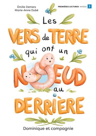 Illustration couleur de deux vers de terre dont les corps sont noués ensemble.