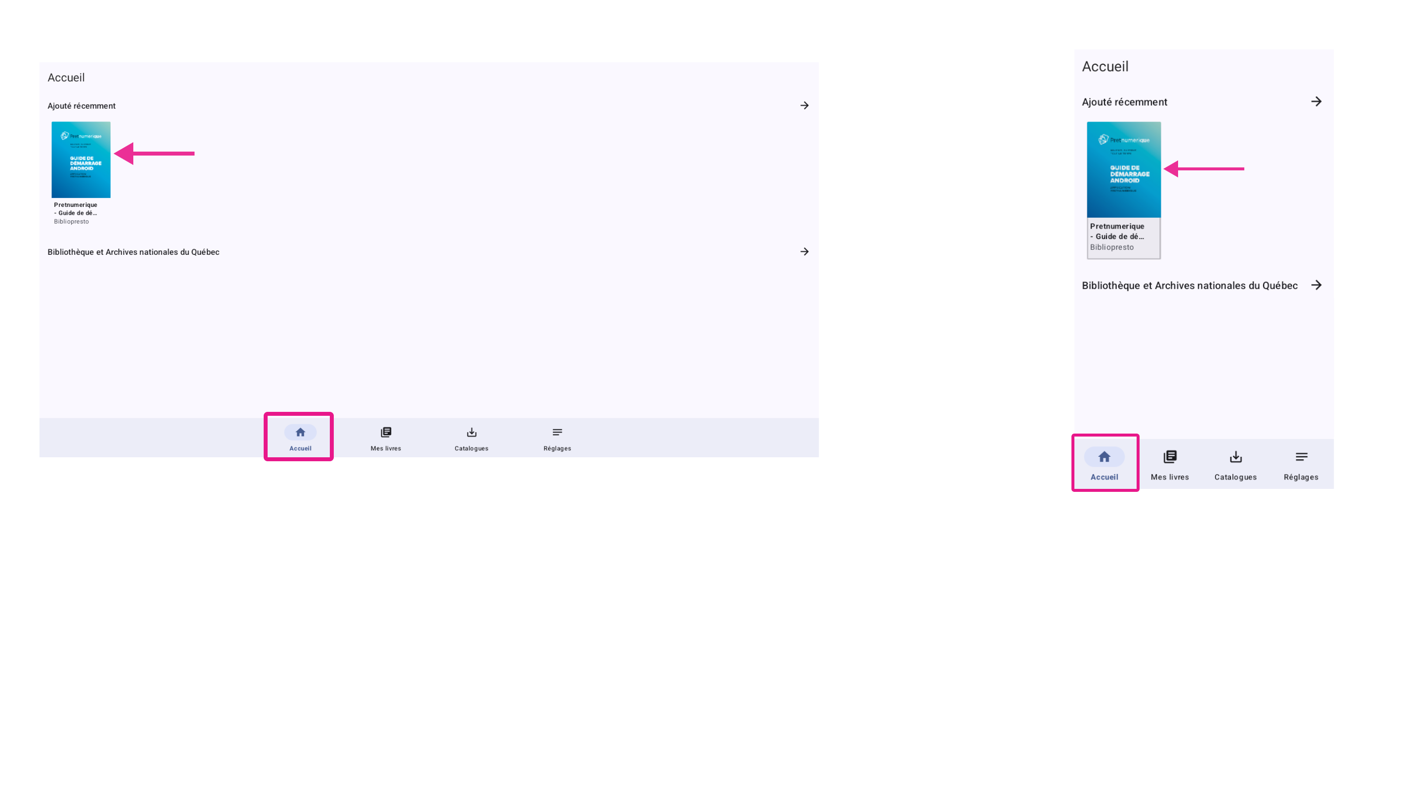 Page d’accueil de l’application Pretnumerique