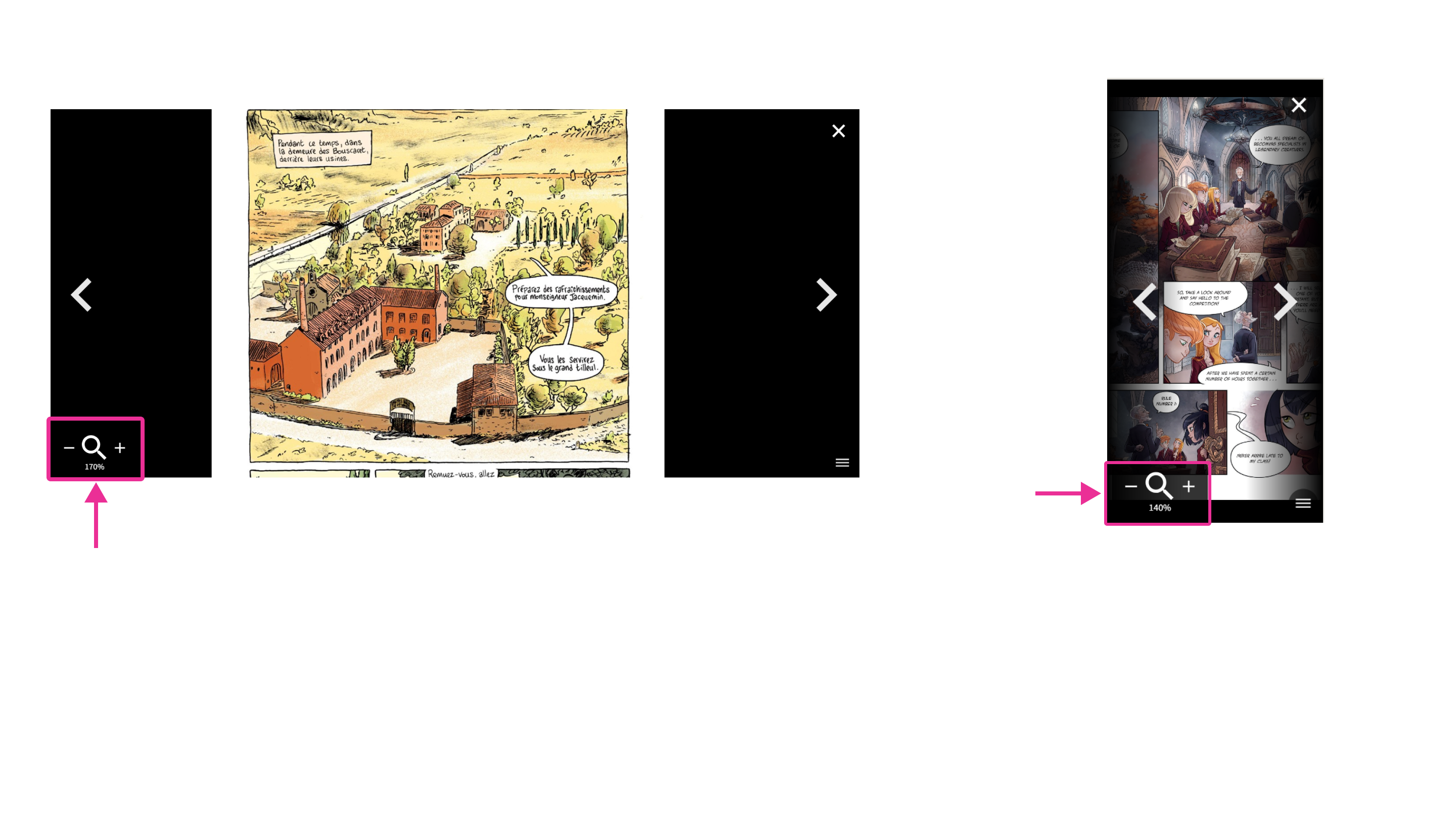 Exemple d’agrandissement d’une page d’un livre d’Hoopla.