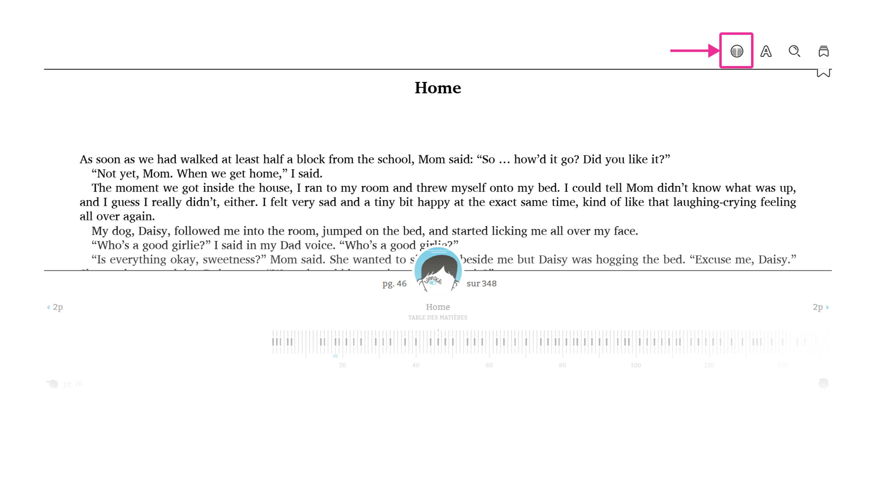 Activation de la fonction double page pour un livre d’OverDrive