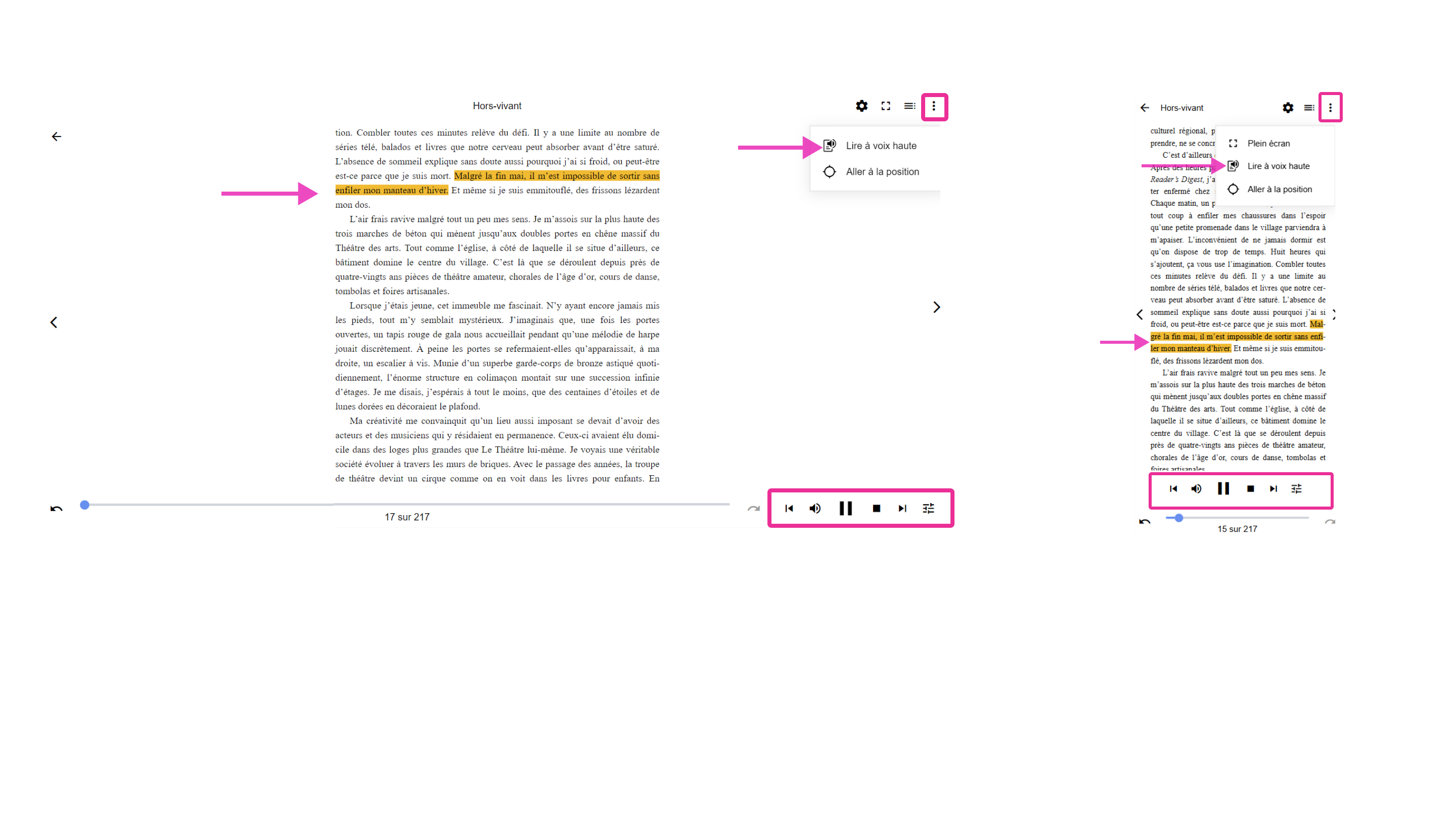 Accès à la synthèse vocale d’un livre de Pretnumerique