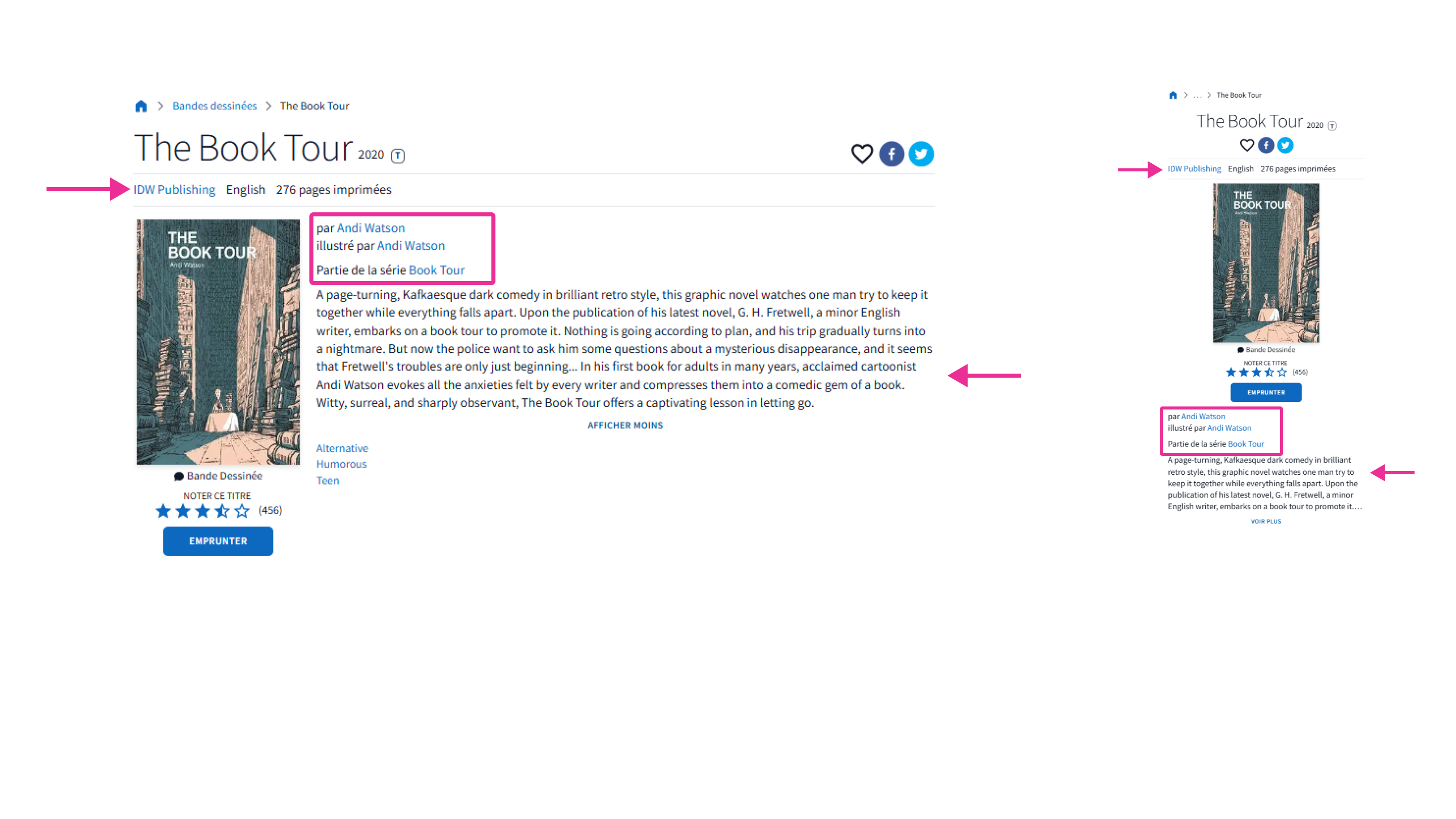 Fiche d’un livre sur la plateforme Hoopla