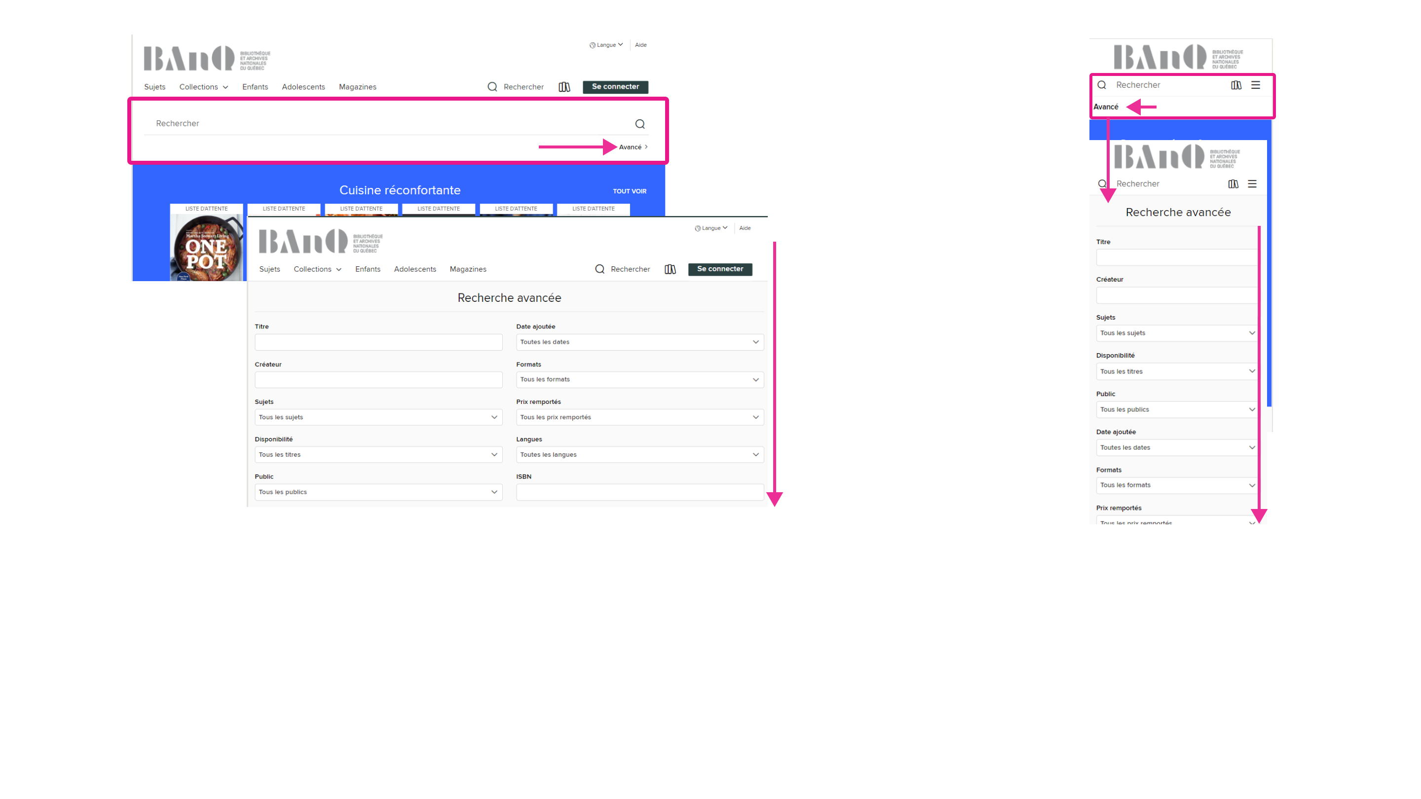 L’interface de recherche avancée de la plateforme OverDrive