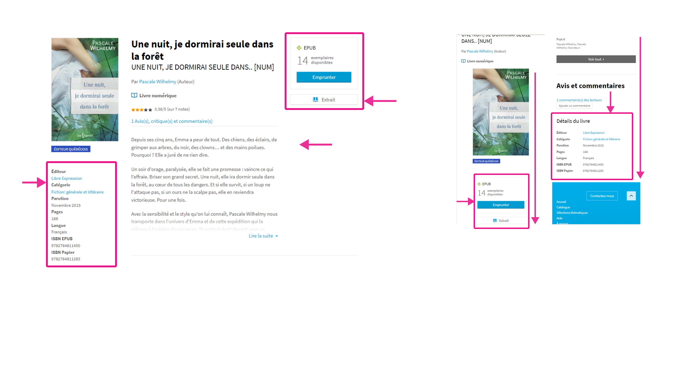 Fiche d’un livre sur la plateforme Pretnumerique.ca
