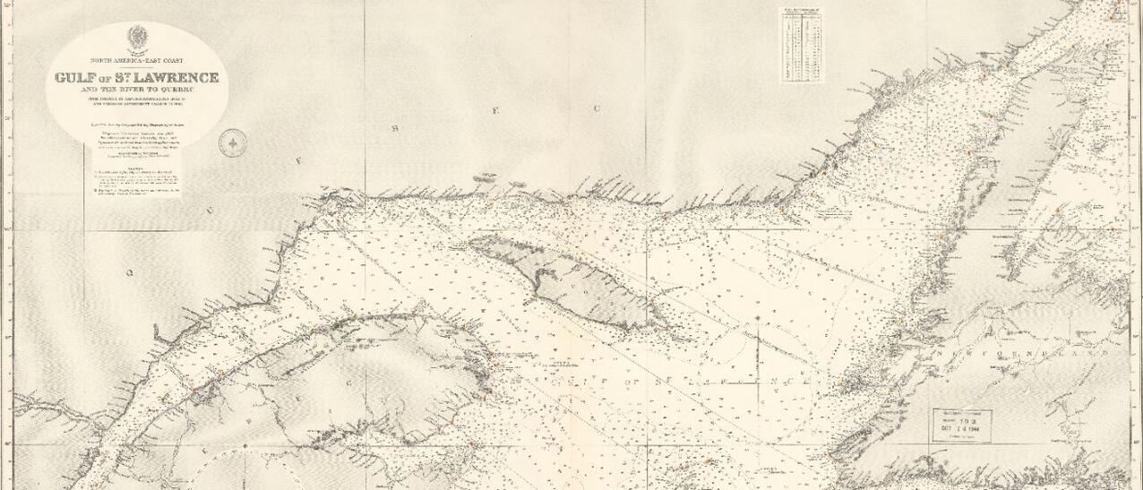 Carte de l’amiral Bayfield représentant le golfe et le fleuve Saint-Laurent