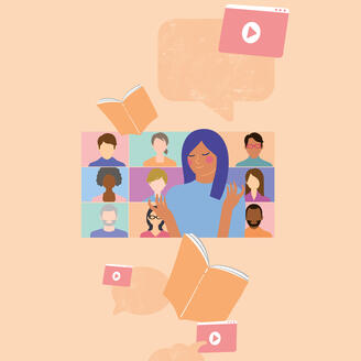 Illustration. Personnes en vidéoconférence.